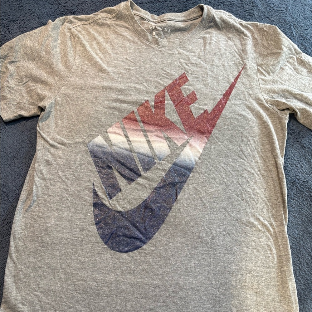 Nike Unisex Heather Gray Tee with Tricolor Logo